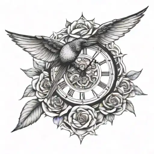 Clock Swallow Roses Puzzle