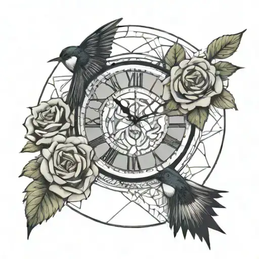Clock Swallow Roses Puzzle