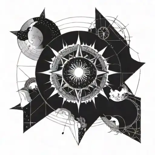 Sun And Moon Compas Travel Tattoo Matching