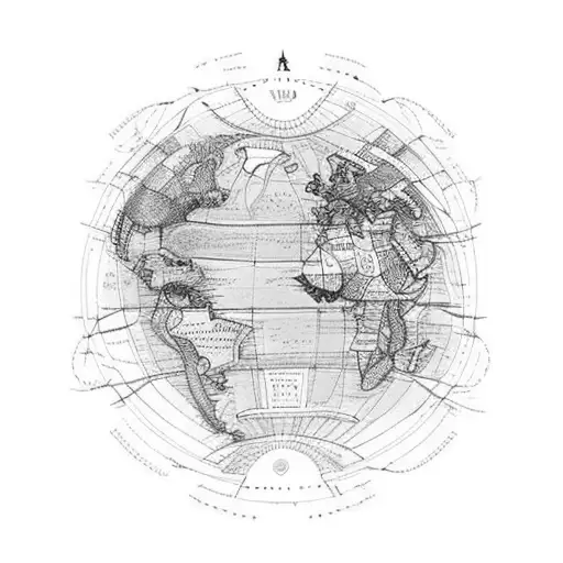 A Whimsical Map Of The World With Iconic Landmarks From Different Countries