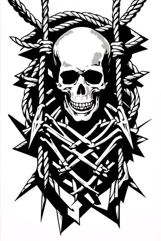 Skelton Being Hung By A Rope Around His Neck