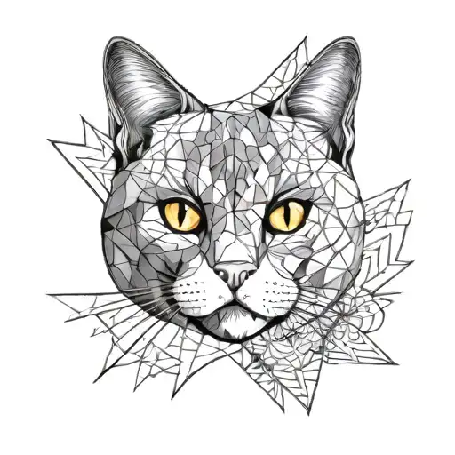 British Shorthair Cat Face As Mandala