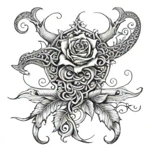 Bullhead With Rose Vine Wrapping