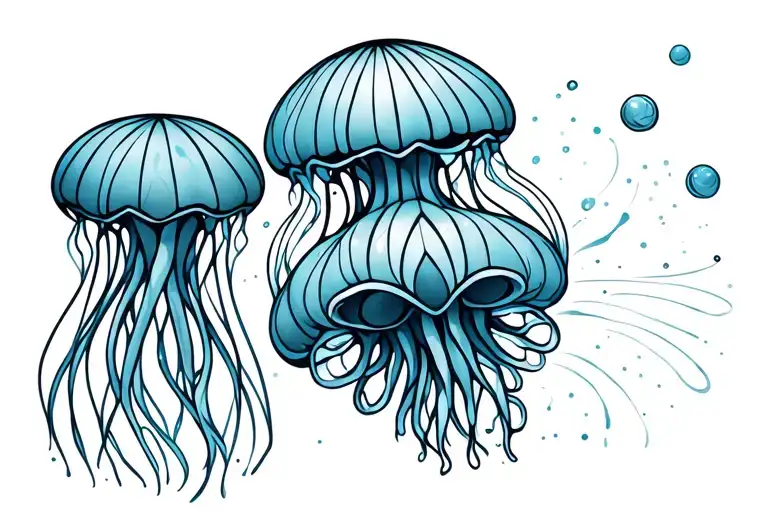 1 Big And 3 Little Jellyfish