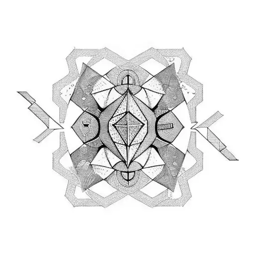 Geometrical With Swallow Bird And Scorpio Sign