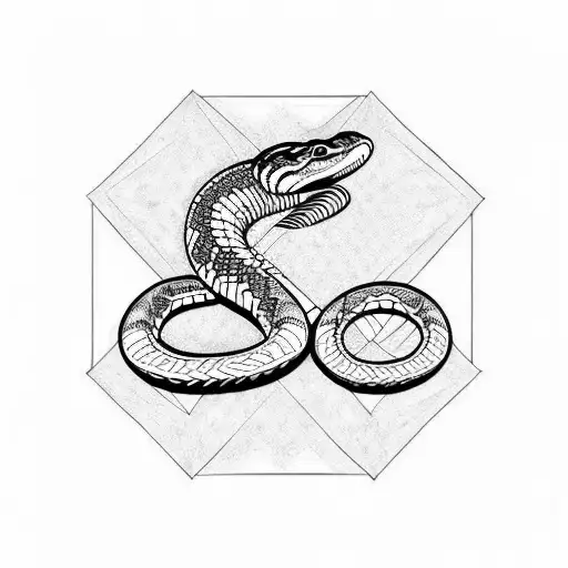 Black And White Geometric Design With A Rattlesnake