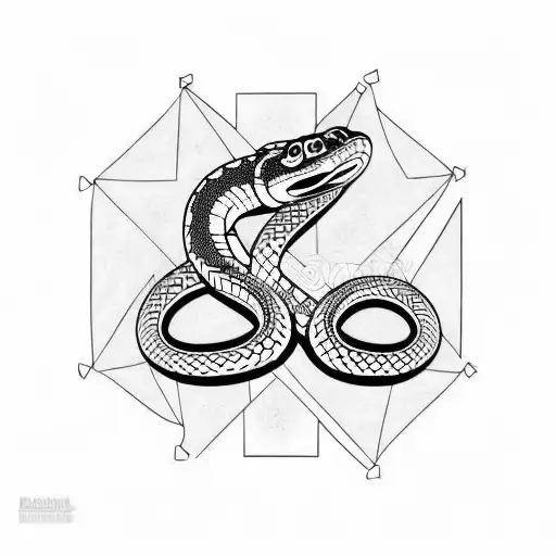 Black And White Geometric Design With A Rattlesnake