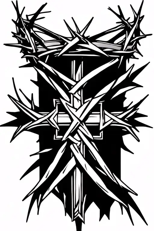 Create A Tattoo With The Crown Of Thorns With A Cross Under It
