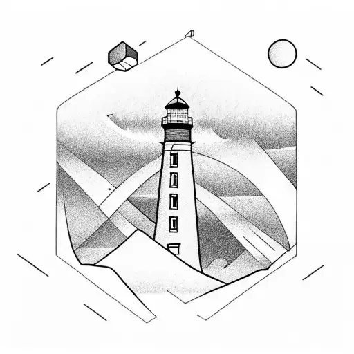 The Lighthouse Stands On The Mountain And The Waves Below