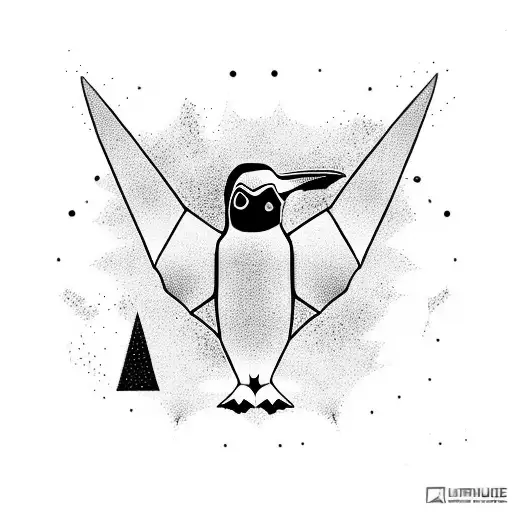 A Rhombus Shape Outline With A Penguin Inside Braking Out Of Ice