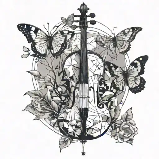 Semi Cello In A Mountain With A Butterfly