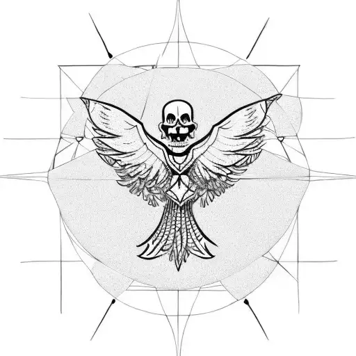 Dove And The Reaper Symbol In The Middle Of Geometric Symmetry Abstract Circles And Triangles