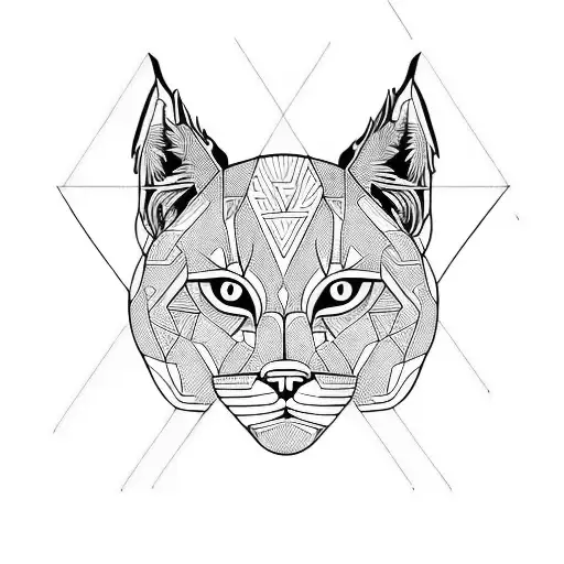 Lynx Lines Triangle Head Logo Animal Black