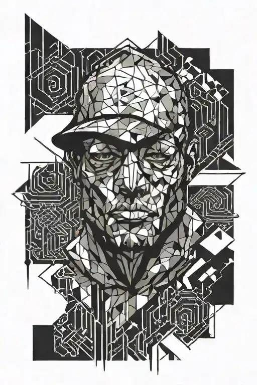 A Street Graffiti Character With Geometric Style Background