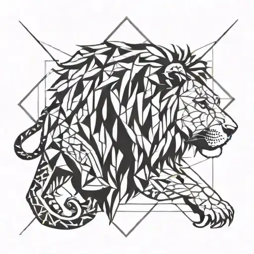 Lion And Geo Symteric Shapes