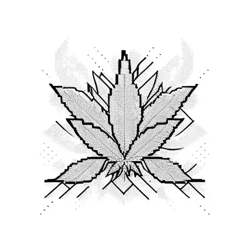 Cannabis Pixel Art Geometric Lines Retro 16-Bit Beautiful