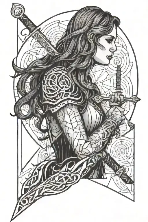 Woman Holding Sword And Scale