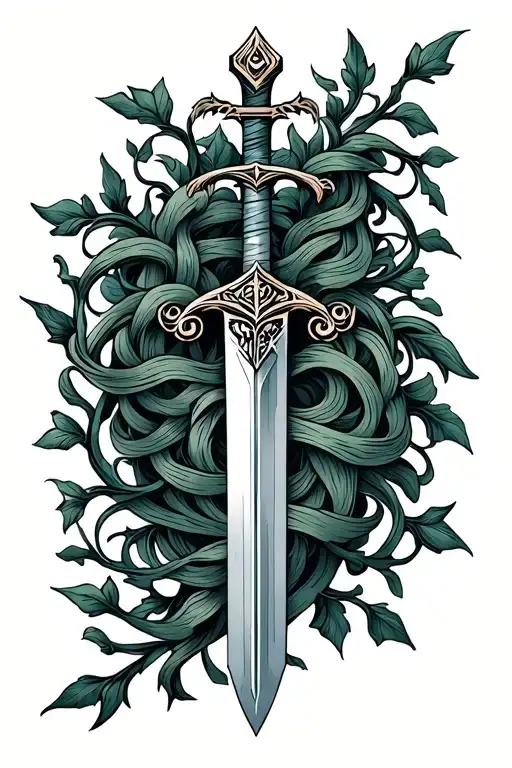 Das Schwer Excalibur Sword Wrapped In Vines
