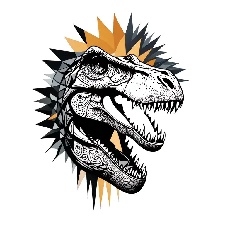 Half -Head Of Rarard And Dinosaurs