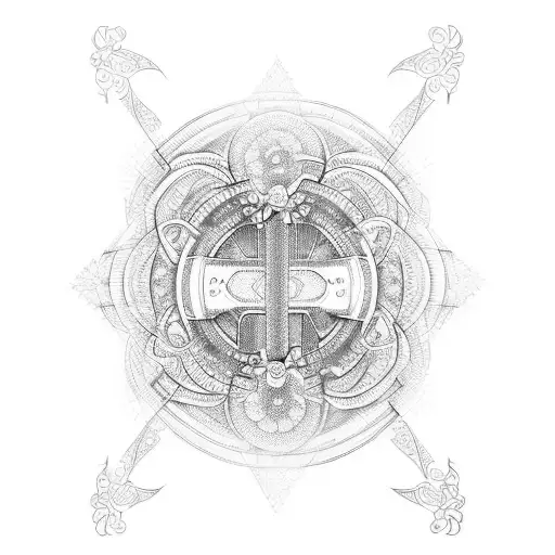 A Detailed Sketch Of A Les Paul Guitar With Intricate Floral Patterns Intertwined With The Strings