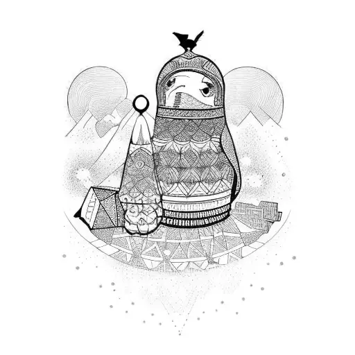 Donkey Russian Nesting Doll With A Raven Inside It