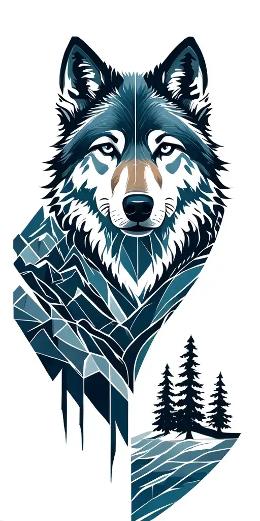 Wolf And Mountains And Trees