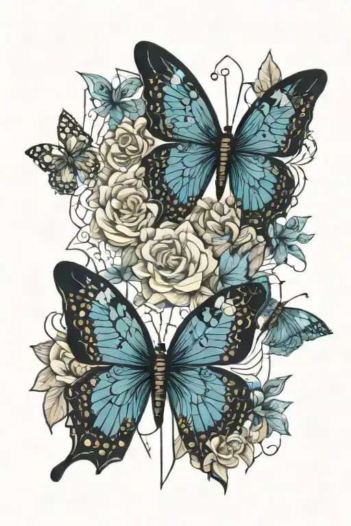 Dad Rip Floral Grilling Blue Butterfly
