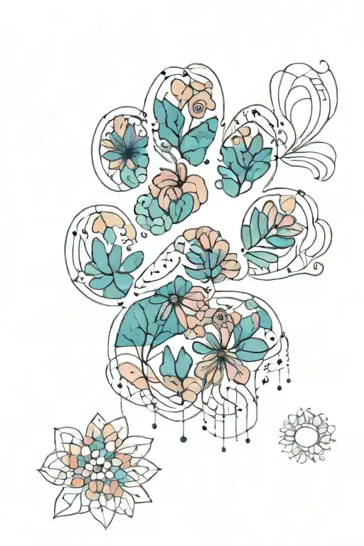 Dog Paw Print Watercolor Floral Bright Summer Vibes
