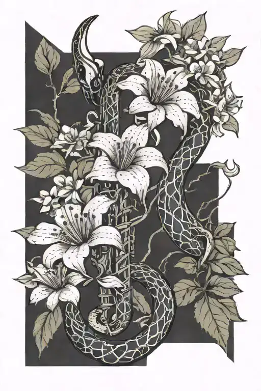 Snake And Trumpet Creeper Flowers All