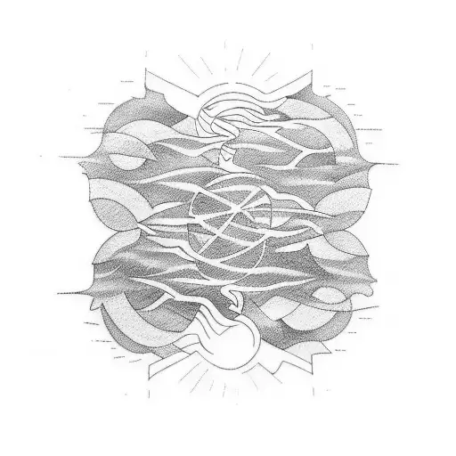 An Abstract Tattoo Representing The Concept Of Justice Using Elements Of Nature Like Trees And Water Tattoo