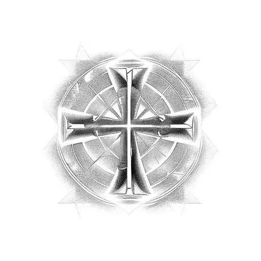 Christian Cross With Fire