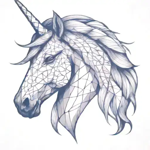 Pink Purple And Blue Unicorn Head And Mane Overcoming