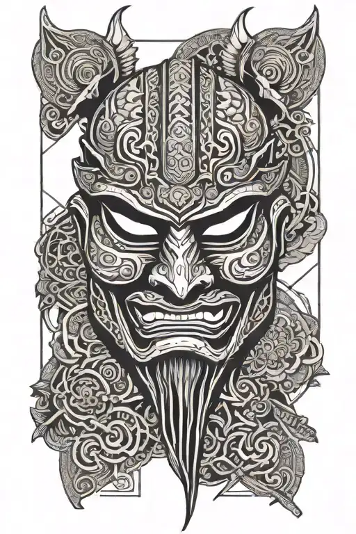 Traditional Thai And Japanese Ronin Mask