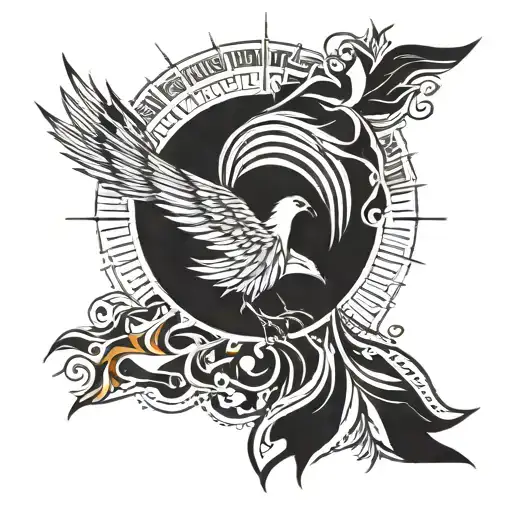 Sun With Rising Phoenix Rising