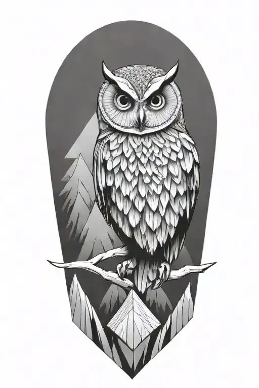 Owl Perched In Mountains