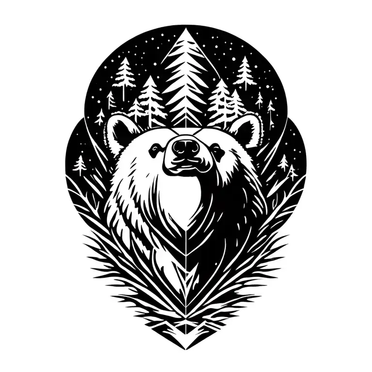 Simple Polar Bear In The Woods