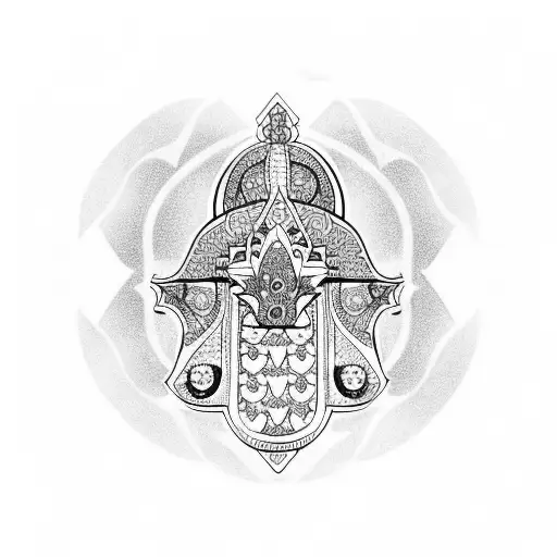 Hamsa With Lizard And Buddha