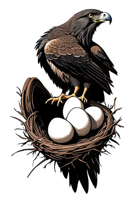 Hawk With 5 Eggs In Nest