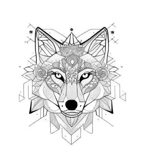 Wolf Woman With Wold Flowers Around