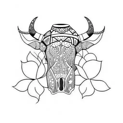 Cow Skull With Bean Flowers