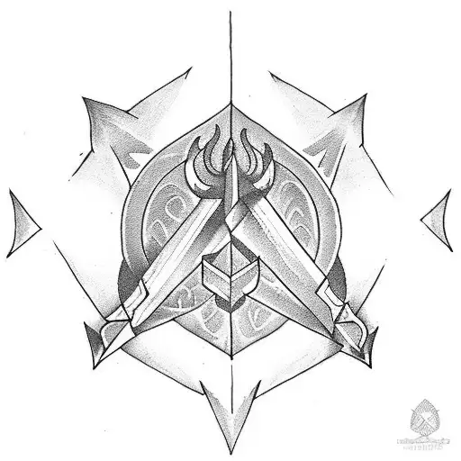 Devil's Trident Comming Out From A Triangle Of Fire