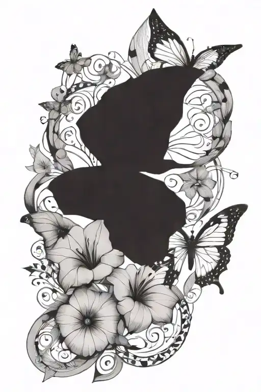 Morning Glory And Butterfly Flying