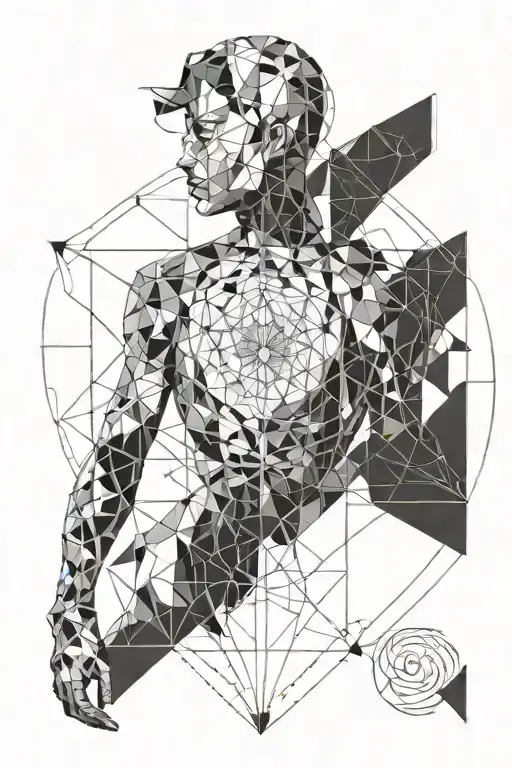 Line And Circle Shape Human Figure Surrounded