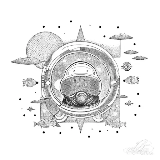 Astronaut With Moon And Ocean Tide