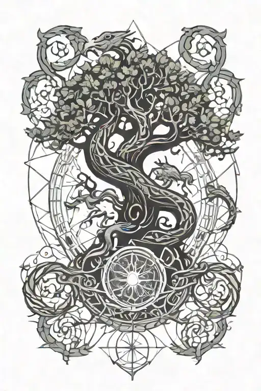 Yggdrasil With European Dragon