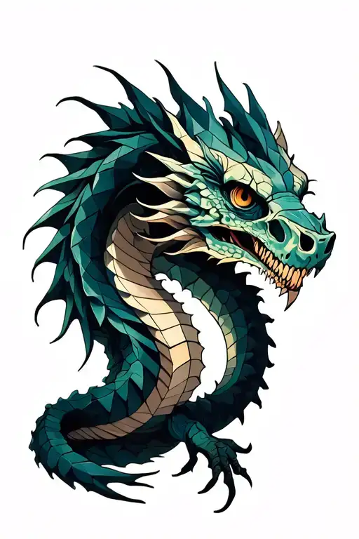 Water Dragon With Skulls