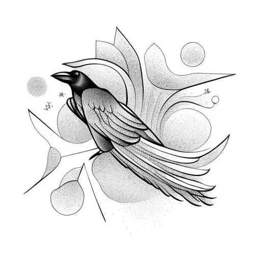 Crow Flying And Loosing Feathers