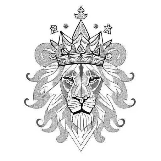 A Blue-eyed Lion With Crown And Uniquely Designed Mane
