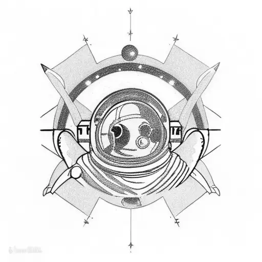Astronaut With Saturn And Black Hole