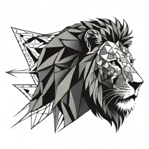 Lion Using A Crown And A Sun In The Forehead